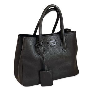 Suarez New York Italian Black Leather Satchel Bag 3 Compartments Made in Italy